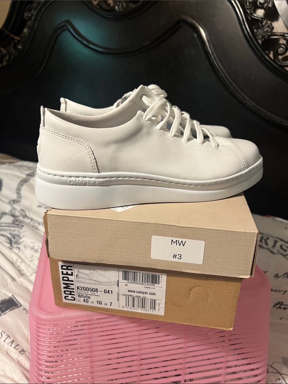 Camper White Leather Low-Top Sneakers